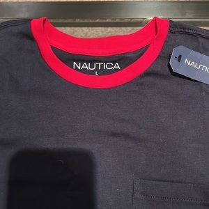 Men’s Nautica T Shirt Navy with Red trim